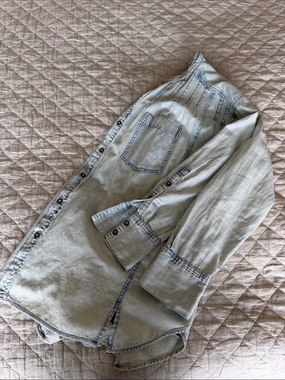 Free People Denim- Small- Oversized Light Washed Button-Down Shirt